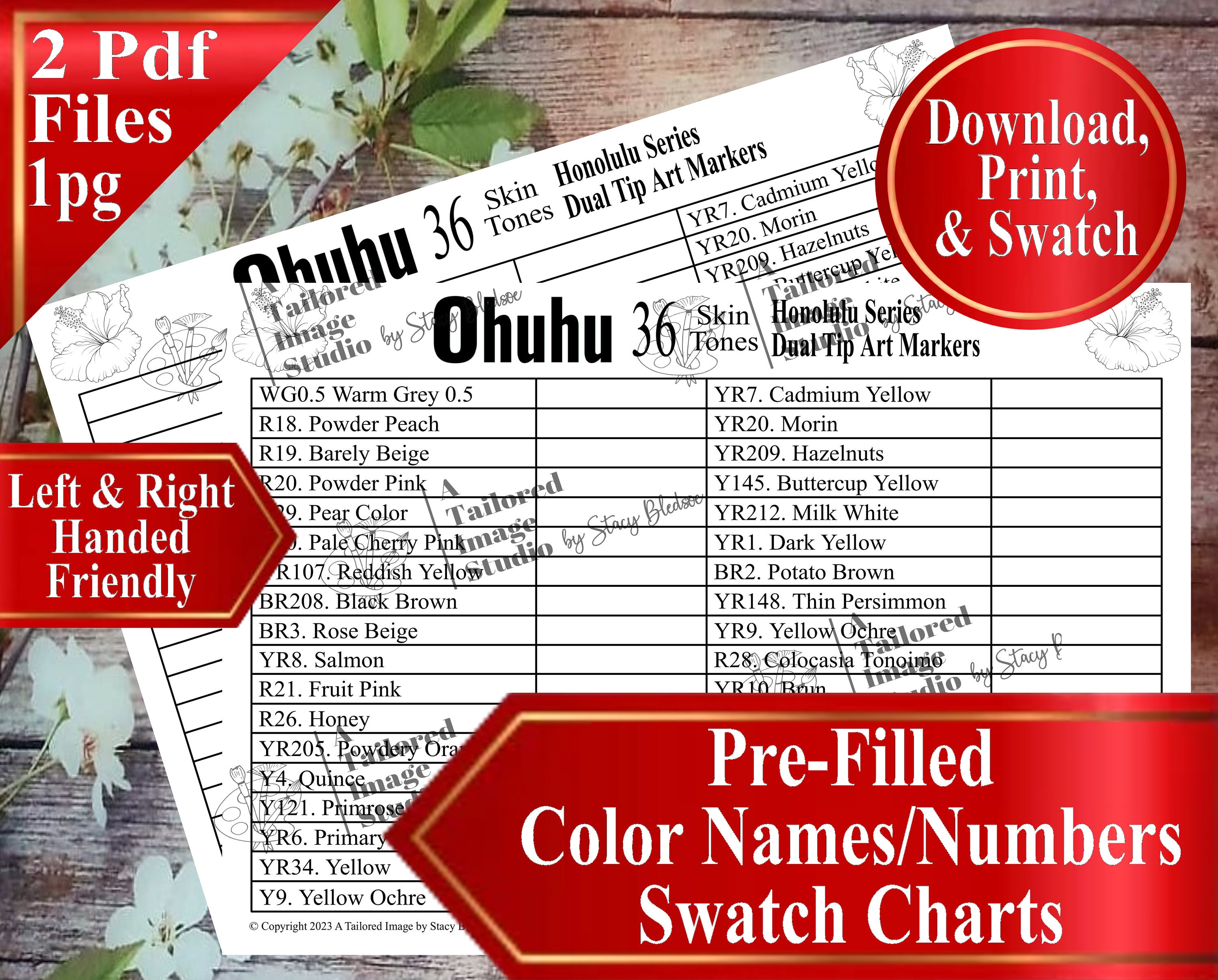 Ohuhu Honolulu B Set of 36 Skin Tone Brush and Fine Tip DIY Color