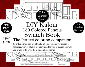 Kalour 180 Colored Pencils DIY Color Swatch Book Style 1
