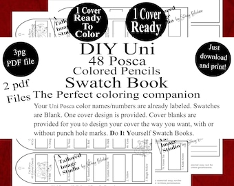 Uni 48 Posca 色鉛筆 スウォッチブック スタイル1 (PDF ダウンロード)