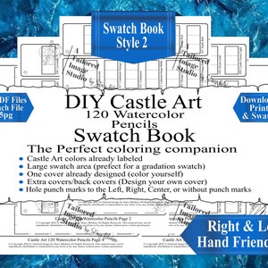 Castle Arts 120 Watercolor Pencils DIY Color Swatch Book Style 2
