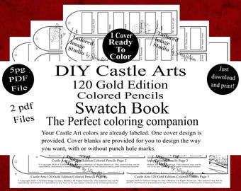 Castle Arts 120 Gold Edition Colored Pencils Swatch Book Style 1 (PDF Download)