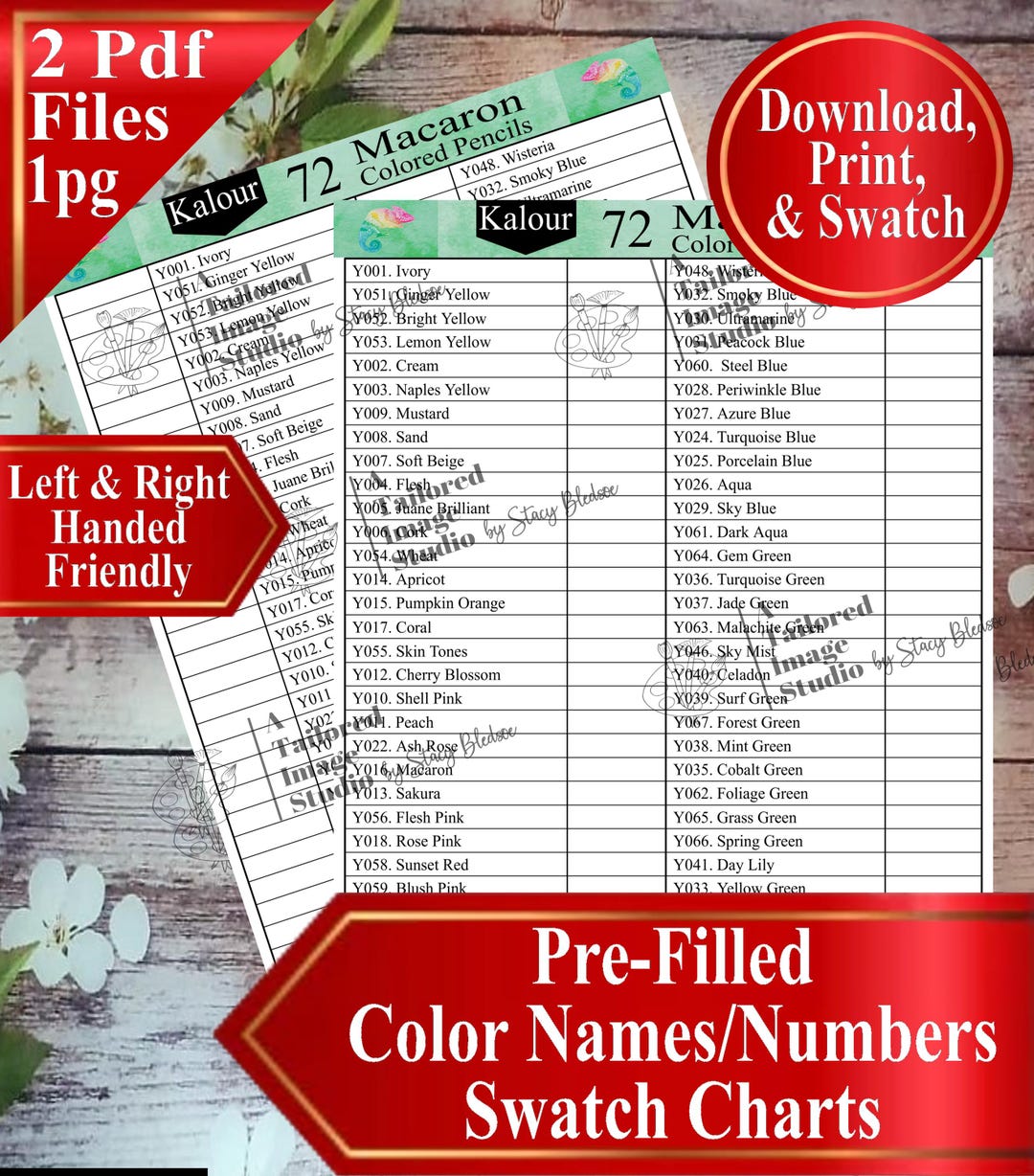 Kalour 72 Macaron Colored Pencils Swatch Charts (PDF Download) - Etsy