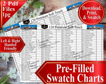 Castle Art 120 Premium Soft Touch Colored Pencil Swatch Chart