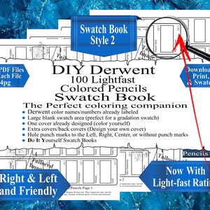 Derwent 100 Lightfast Pencils Swatch Book Style 2 (PDF Download)