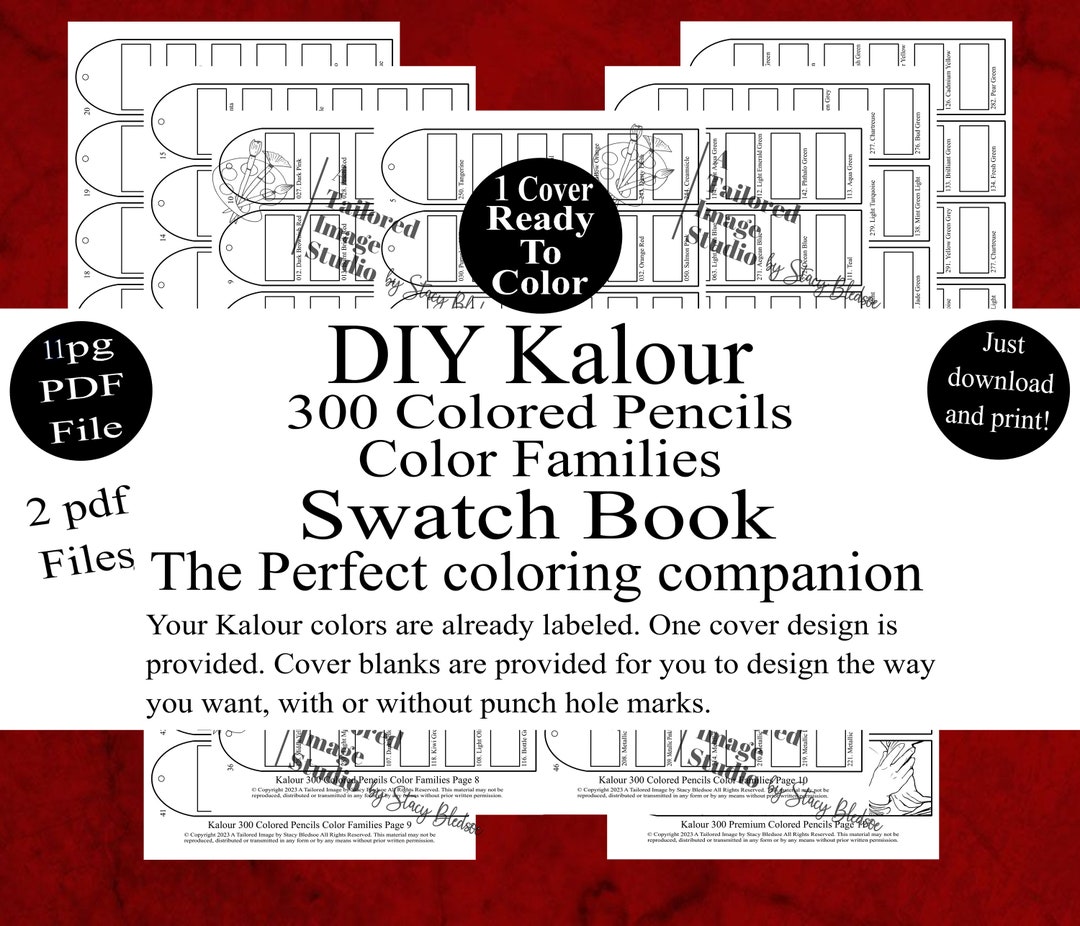 Kalour 300 Colored Pencil Set DIY Color Chart / Swatch Sheet