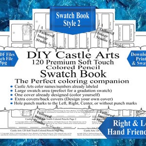 Castle Arts 120 Soft Touch Colored Pencils DIY Color Swatch Book Style 2
