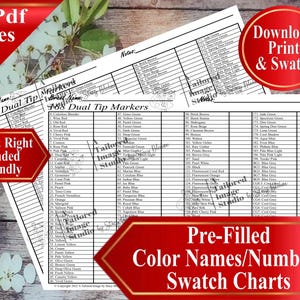 Universal Touch Twin 168 Marker Swatch Charts