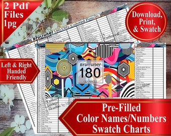 Brutfuner 180 Oily Colored Pencils Swatch Chart