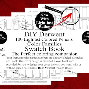 Derwent 100 Lightfast Colored Pencils Color Families Swatch Book Style 1 (PDF Download)