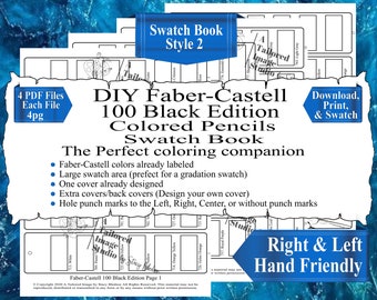 Faber Castell 100 Black Edition Colored Pencils Swatch Book Style 2 (PDF Download)