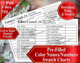 Faber Castell 24 Art Grip Colored Pencils Swatch Charts