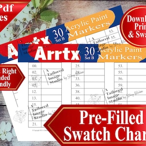 Tabla de muestras de marcadores acrílicos (blancos) Arrtx 30 Set B
