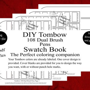 Tombow 108 Dual Brush Pens DIY Color Swatch Book Estilo 1