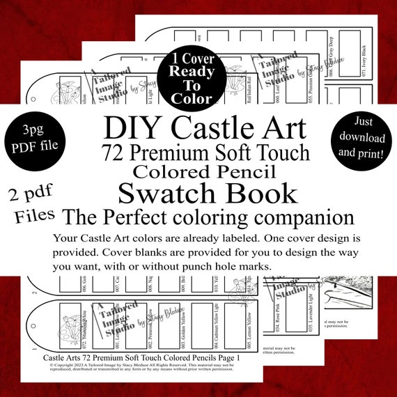Castle Arts 72 Swatch Page DIY Colored Pencil Charts Download and Print  Digital PDF Letter Size Paper 