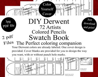 Derwent 72 Artist Colored Pencils DIY Color Swatch Book Style 1