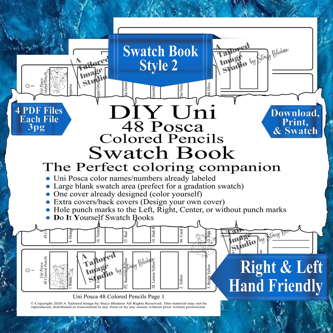 Uni 48 Posca Colored Pencil Swatch Book Style 2 (PDF Download) - Etsy