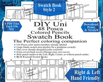 Muestrario de lápices de color Uni 48 Posca, estilo 2 (Descarga en PDF)