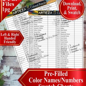 Arteza 72 Expert Colored Pencils Swatch Chart (PDF Download)