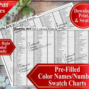 Shuttle Art 180 Colored Pencils Swatch Charts
