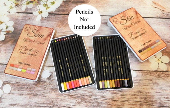 Black Widow 24 Light and Dark Skin Tones Colored Pencils DIY Color Swatch  Book Style 2 