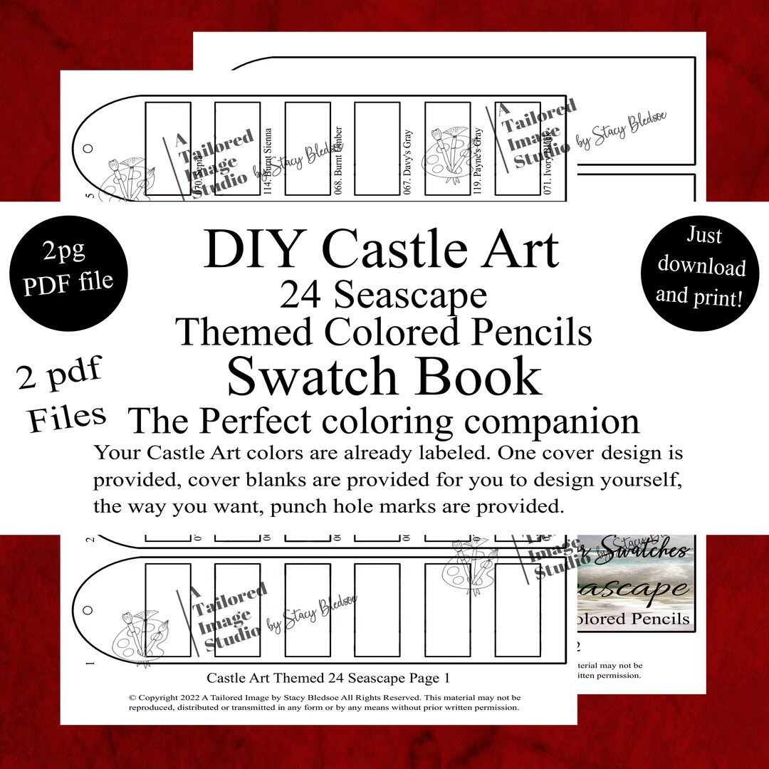 Castle Art 24 Seascape Themed Colored Pencils DIY Color Swatch Etsy