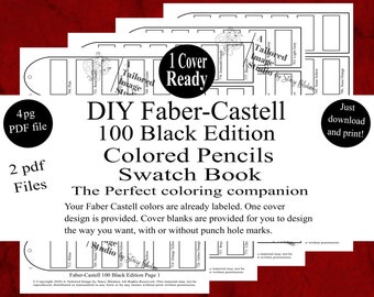 Faber Castell 100 Black Edition Colored Pencils (sets numbered 701-800) DIY Color Swatch Book Style 1