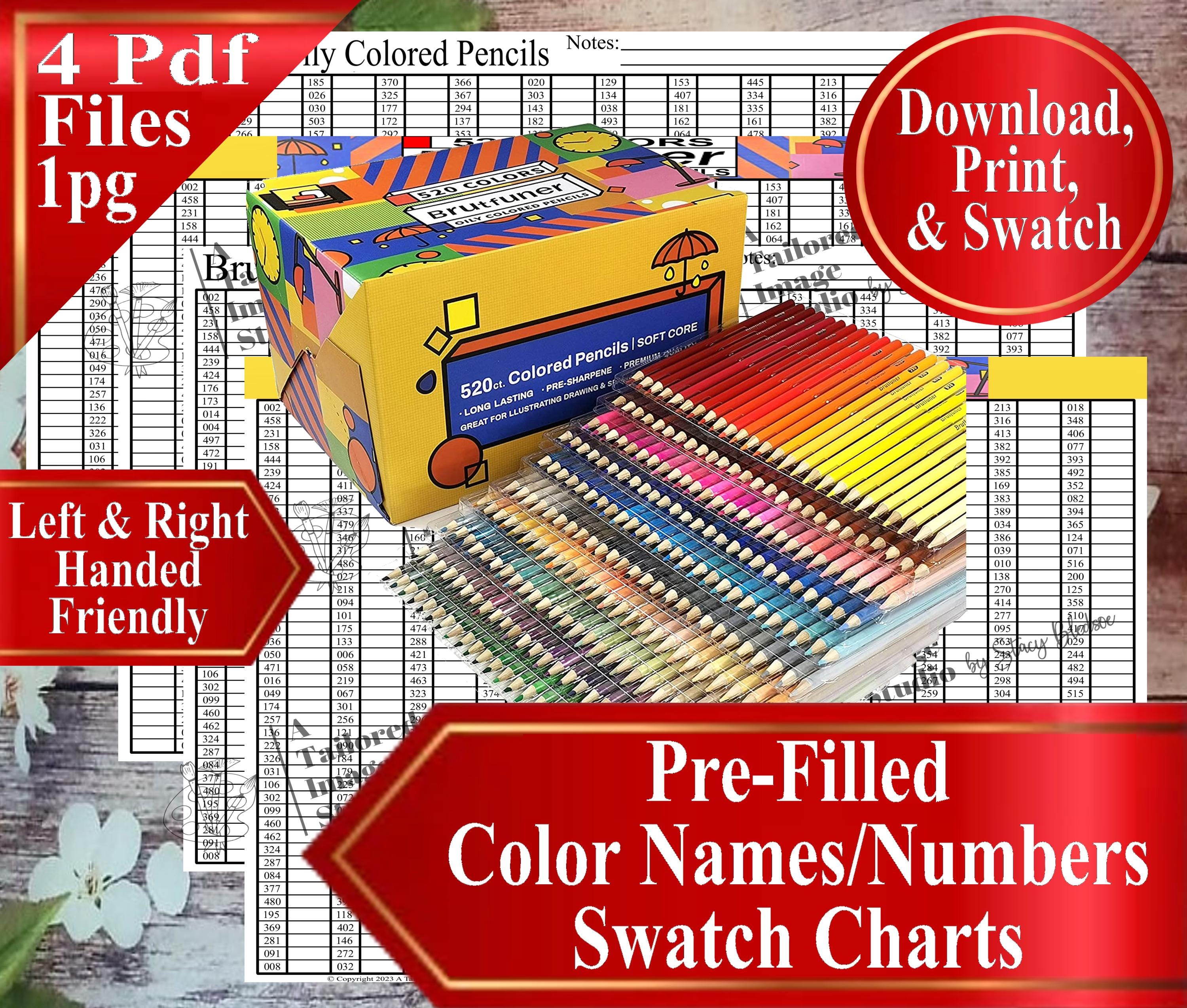 Brutfuner 520 Colored Pencils Swatch Chart (PDF Download) - Etsy