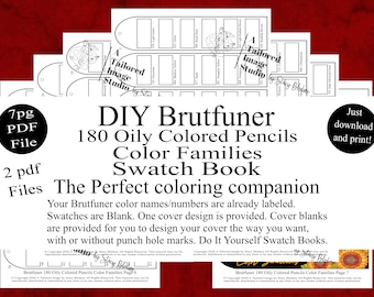 Brutfuner 180 Oily Colored Pencils Color Families DIY Color Swatch Book Style 1
