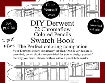 Derwent 72 Chromaflow Colored Pencils DIY Color Swatch Book Style 1