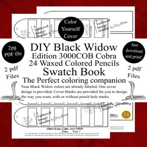 Libro de muestras de colores para manualidades Black Widow Edition 3000 COB 24 lápices de colores Cobra, estilo 1