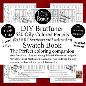 Lápices de colores oleosos Brutfuner 520 (10 muestras rectangulares estándar divididas en tres) Libro de muestras de color DIY Estilo 1