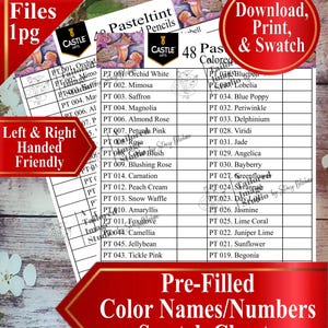 Castle Arts 48 Pasteltints Swatch Charts