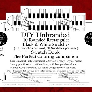 ブランドなしユニバーサル 10 角丸長方形ブラック (左) とホワイト (右) の見本 DIY カラー見本ブック スタイル 1