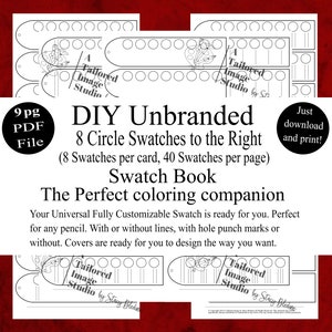 Muestras de colores universales de 8 círculos sin marca (a la derecha) Libros de muestras de colores DIY Estilo 1