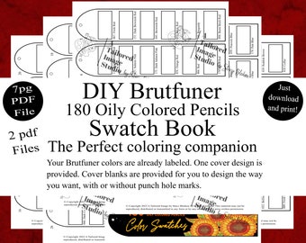 Brutfuner 180 Oily Colored Pencils DIY Color Swatch Book Style 1