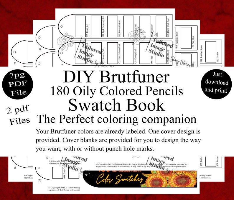 Brutfuner 180 crayons de couleur huileux DIY Color Swatch Book Style 1 image 1