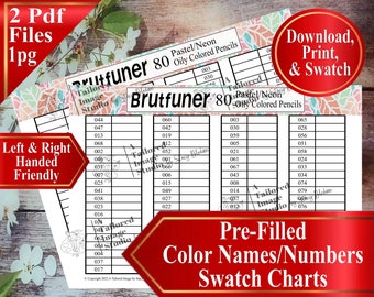 Brutfuner 80 Pastel/Neon Oily Colored Pencils Swatch Chart