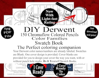 Derwent 150 Chromaflow Colour Pencil Families Swatch Book Style 1 (download PDF)
