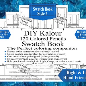 Kalour 120 Buntstifte (Metall Löwen Box) DIY Color Swatch Book Style 2