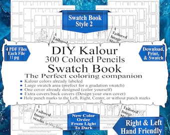 Kalour 300 Colored Pencils Swatch Book Style 2 (PDF Download)