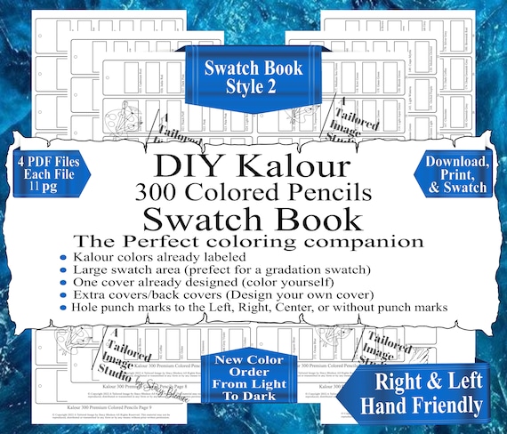 Kalour 300 Colored Pencil Set DIY Color Chart / Swatch Sheet