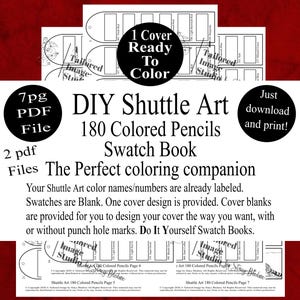 Shuttle Art 180 Colored Pencils DIY Color Swatch Book Style 1