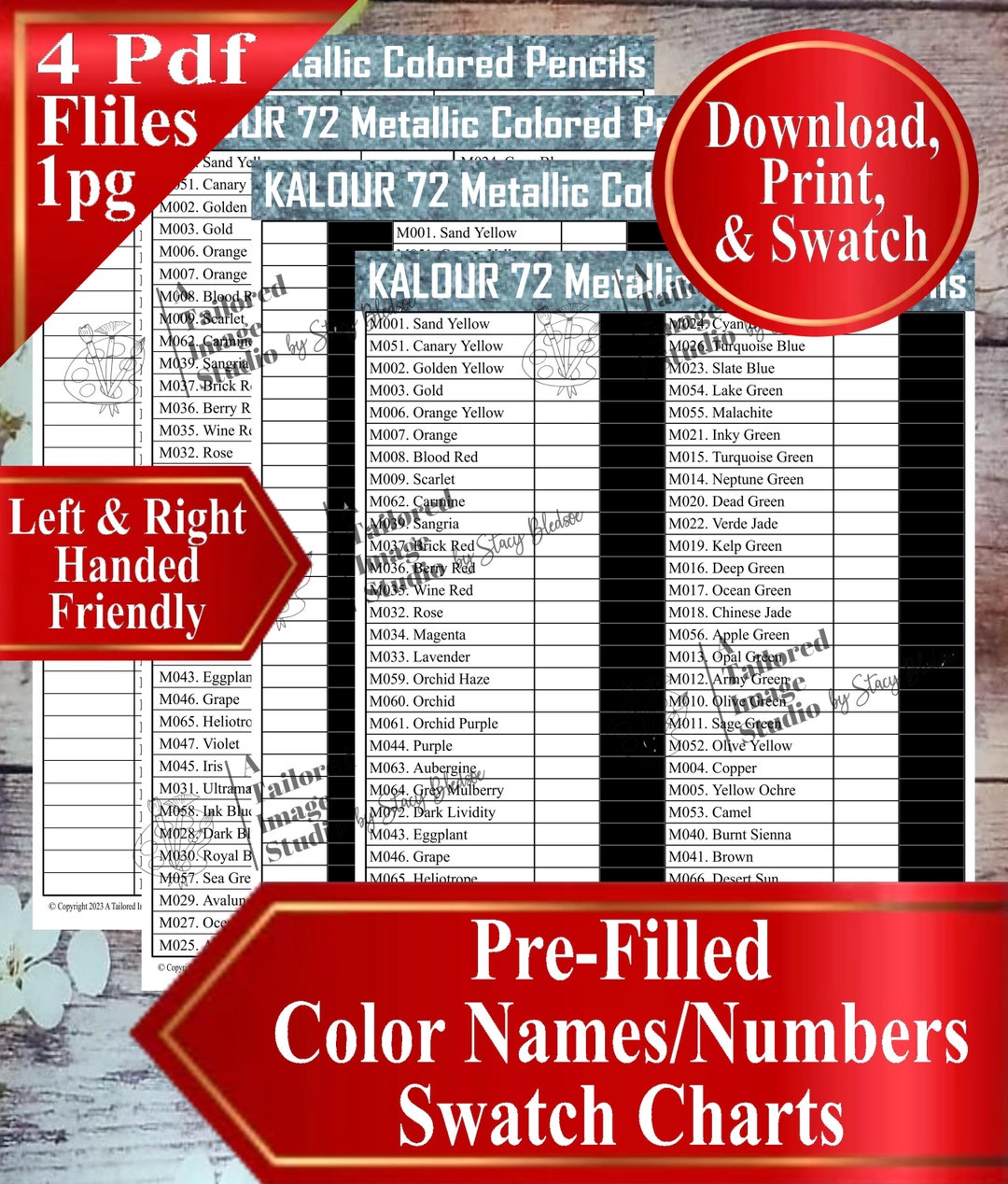 Kalour 72 Metallic Colored Pencils Swatch Charts (PDF Download) - Etsy