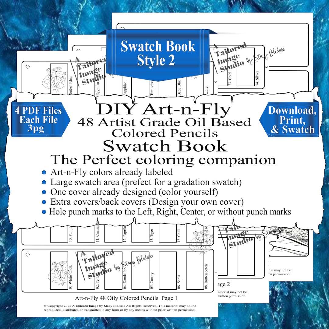 Artnfly 48 Artist Grade Oil Based Colored Pencils DIY Color Swatch