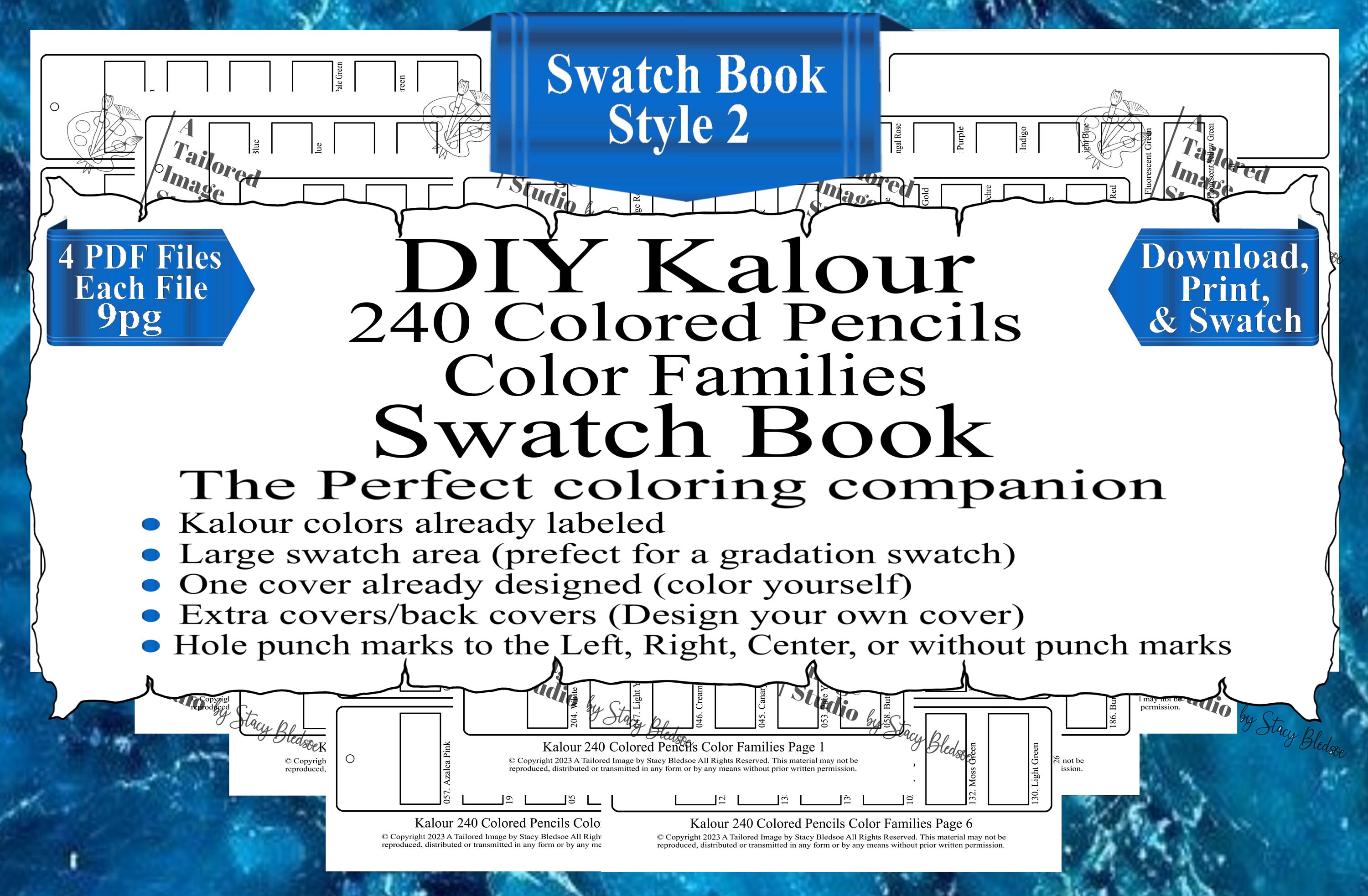Kalour 520 Soft Touch Premium Colored Pencils DIY Color Swatch Book Style 1  