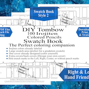 Tombow Irojiten 100 Colored Pencils (Sets 1, 2 & 3 plus 10 extra colors, Combined) DIY Color Swatch Book Style 2