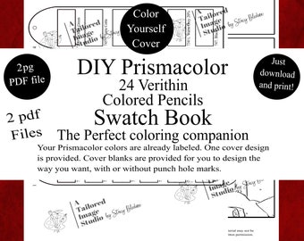 Prismacolor Verithin 24 Colored Pencils DIY Color Swatch Book Style 1