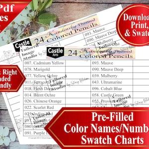 Castle Arts 24 Kandinsky Colored Pencil Swatch Chart