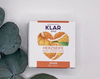 Orangen Seife von Klar Seifen 65g | Herzseife | palmölfrei | vegan | Naturkosmetik