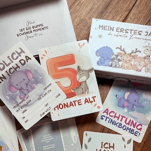 Baby Meilensteinkarten für Junge und Mädchen mit Geschenkbox